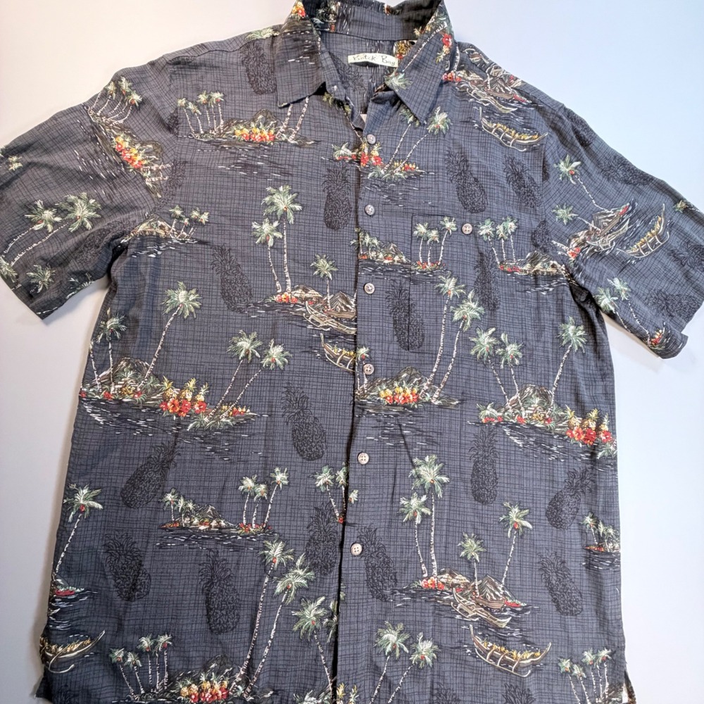 Batik Bay Hawaiian Shirt‎ Mens Large Rayon Tropical Aloha Island Camp Pineapple